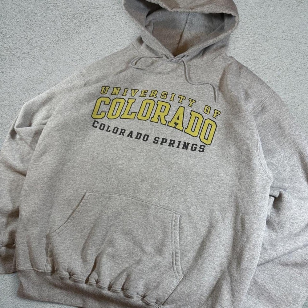 Vintage 90s Champion University of Colorado Colorado Springs Hoodie Grey Mens L